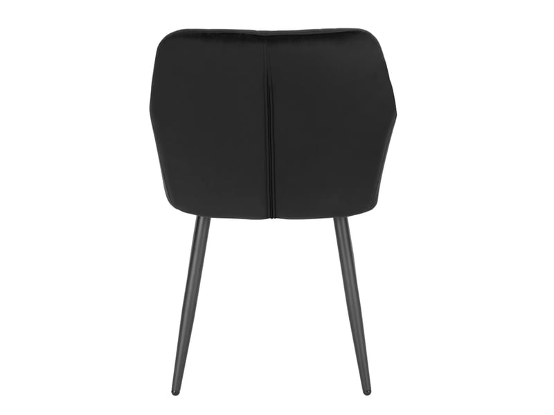  Chaise de salle à manger en velours noir avec accoudoirs, dossier matelassé et pieds en métal, design moderne à l'unité  - Conforama D