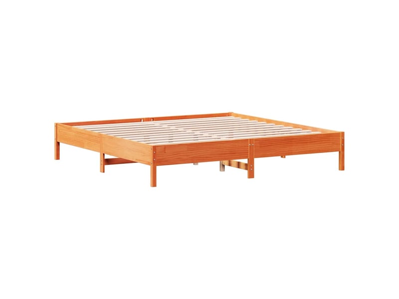  Lit double- lit adulte -  cadre de lit sans matelas  marron 200x200cm bois pin massif  - Conforama A