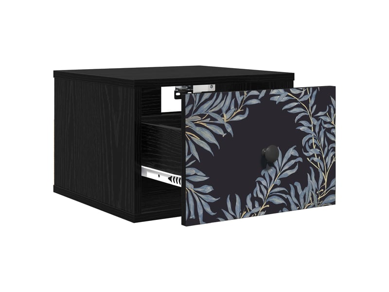  Table de chevet - cabinet de chevet - table de nuit mural dokkum chêne noir 36 x 33 x 25 cm  - Conforama B