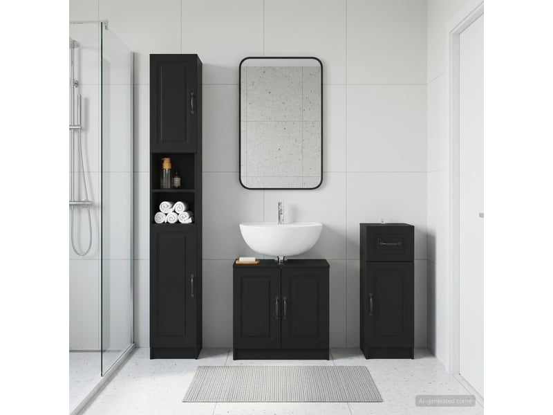 Ensemble de meuble de salle de bain 3 pièces utrecht noir cf63522 - Conforama B