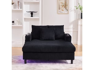 Fauteuil chaise longue xxl usb led avec porte-gobelets latéraux éclairage d’ambiance confort premium