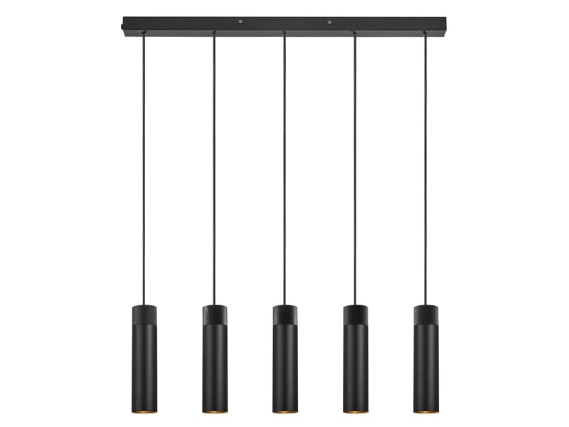  Suspension rond, tilo 5-spot en métal et bois noir, ip20, nordlux 2410483003 - Conforama A