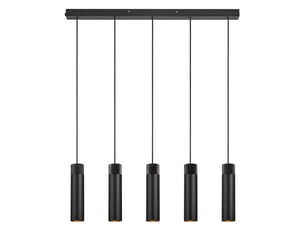Suspension rond, tilo 5-spot en métal et bois noir, ip20, nordlux