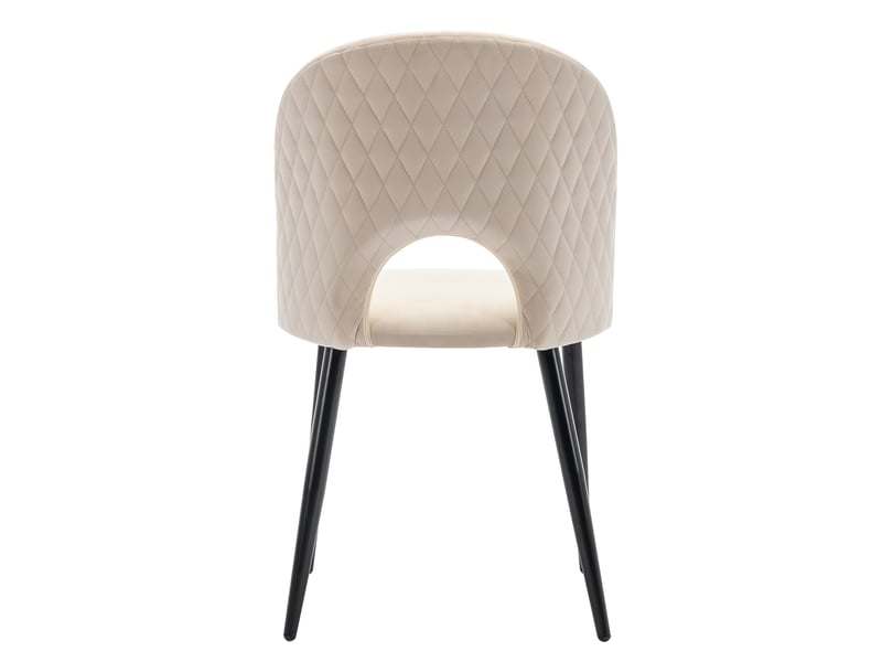  Lot de 4 chaises de salle à manger en velours avec motif losange au dos,dossier creux et pieds réglables en métal noir,beige chaise beige - Conforama D