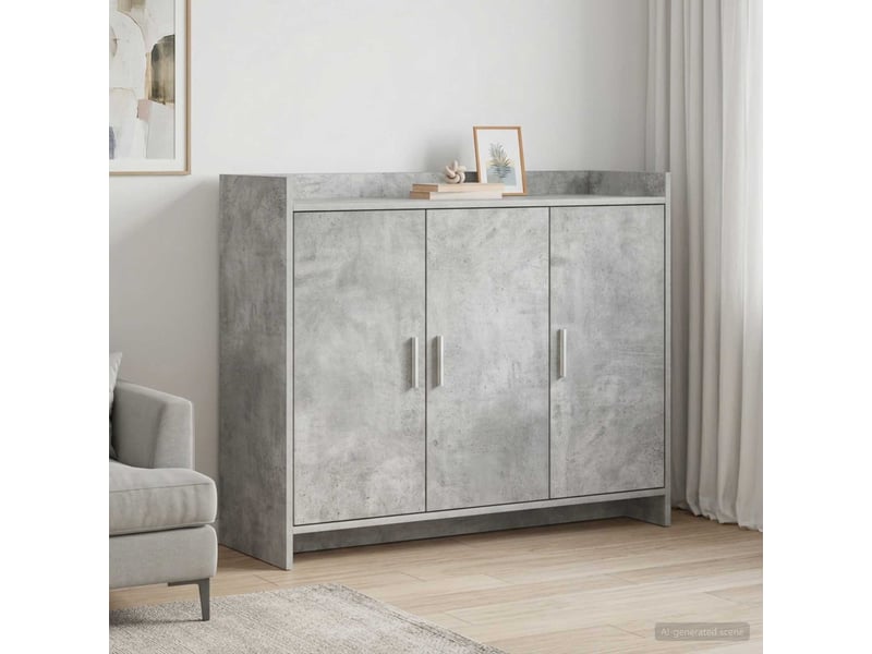  Buffet - bahut - meuble de rangement gris béton 98,5 x 33 x 80 cm bois d'ingénierie  - Conforama B