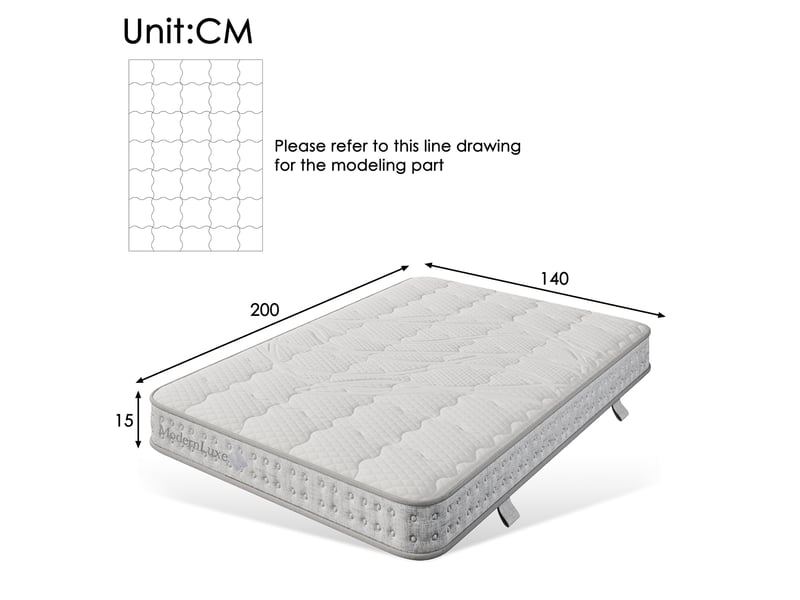  Matelas à ressorts ensachés 140x200 cm,fermeté h3,7 zones de confort,mousse froide,certifié oeko-tex,15 cm,livré roulé,blanc  - Conforama C