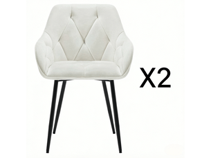 Chaise de salle à manger 45,5x45x83,5 cm dossier ergonomique velours crème