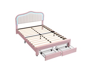 Lit avec rangement 140x200 cm LEYTN coloris rose