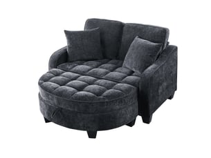 Canapé droit convertible 1 place Bois noir avec coffre de rangement