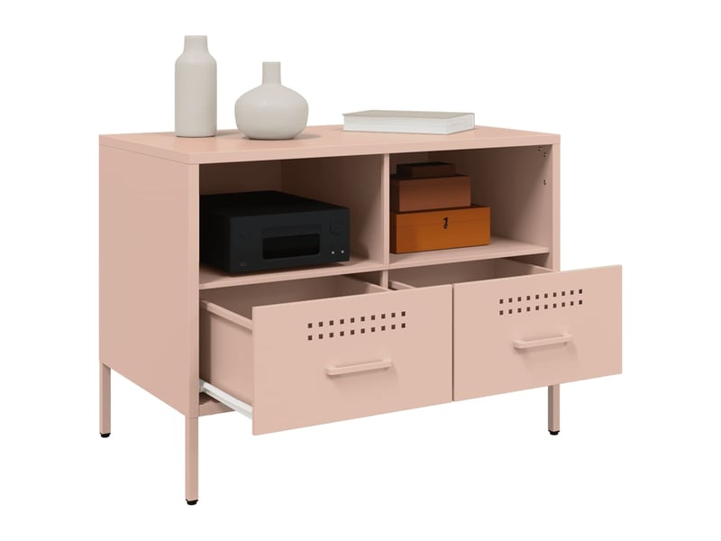  Lot de 2 meuble tv bas salon rose 68x39x50,5 cm acier shl87267  - Conforama E