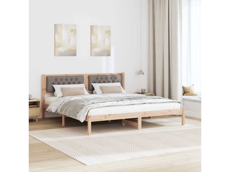  Lit double- lit adulte -  cadre de lit avec tête de lit taupe 160 x 200 cm pin massif  - Conforama C