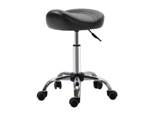 Tabouret de travail 48x48x54-69 cm à roulettes réglable en hauteur et pivotant, similicuir noir, charge max. 120 kg