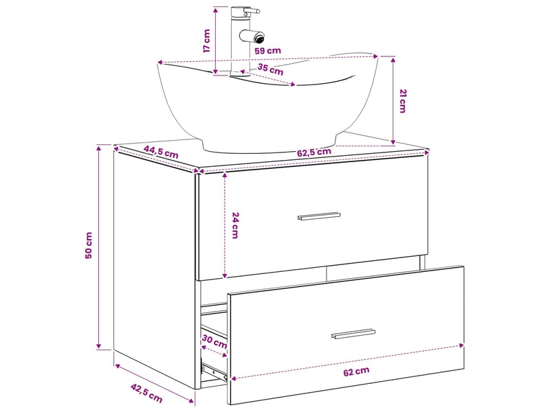  Ensemble de mobilier de salle de bain blanc bois d'ingénierie cf64584  - Conforama E