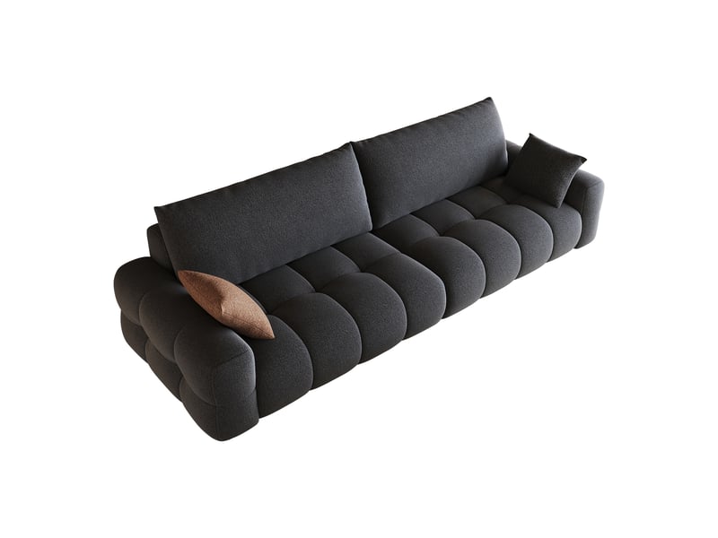 Canapé 260 cm en tissu texturé – canapé modulable profond avec assise confortable, mousse haute résilience, dossier rembourré, design moderne – gris - Conforama A