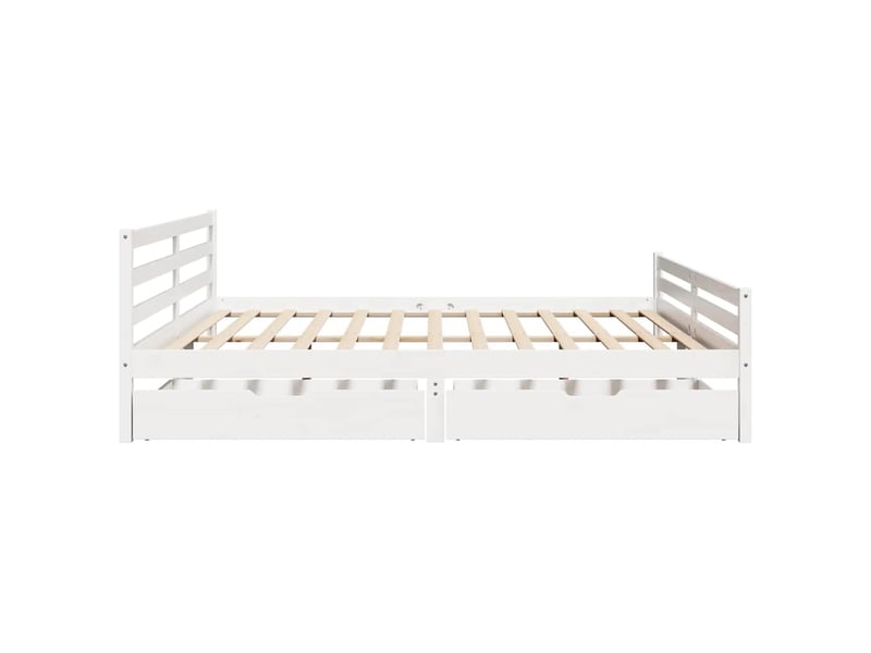  Lit double- lit adulte -  cadre de lit sans matelas blanc 200x200 cm bois massif de pin  - Conforama D