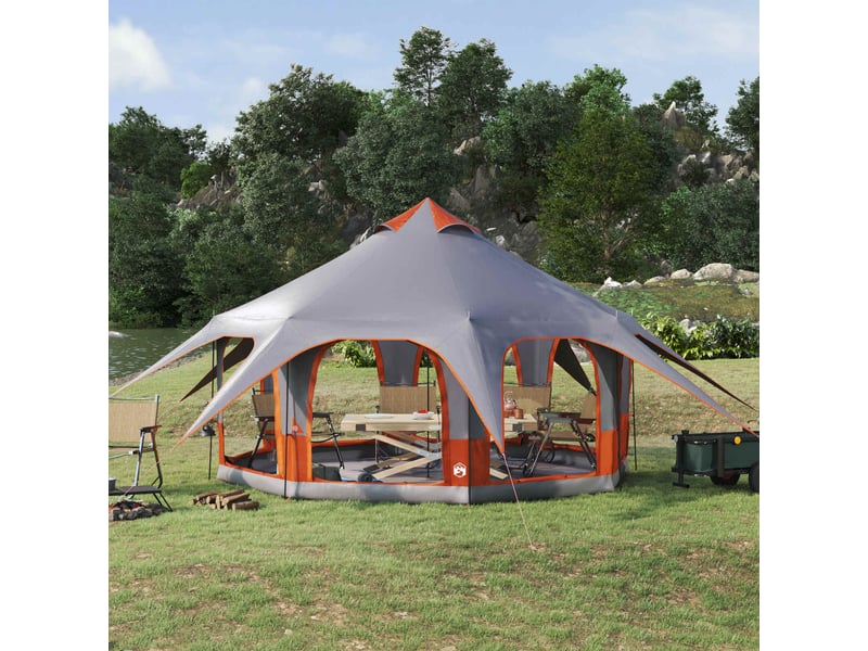  Tente de camping, tente familiale 5 personne gris et orange  - Conforama B
