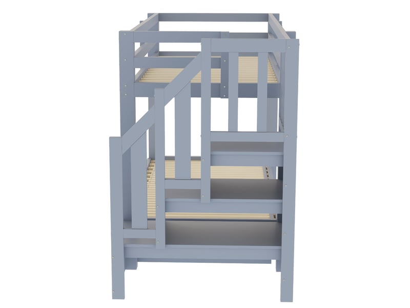  Lit superposé 90 x 200 cm gris, bois de pin, contreplaqué et mdf, avec lit escamotable et rangement  - Conforama E