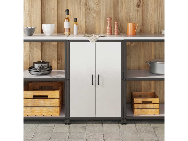 Meuble de rangement de cuisine hattem argenté 60x50x92cm - Conforama D