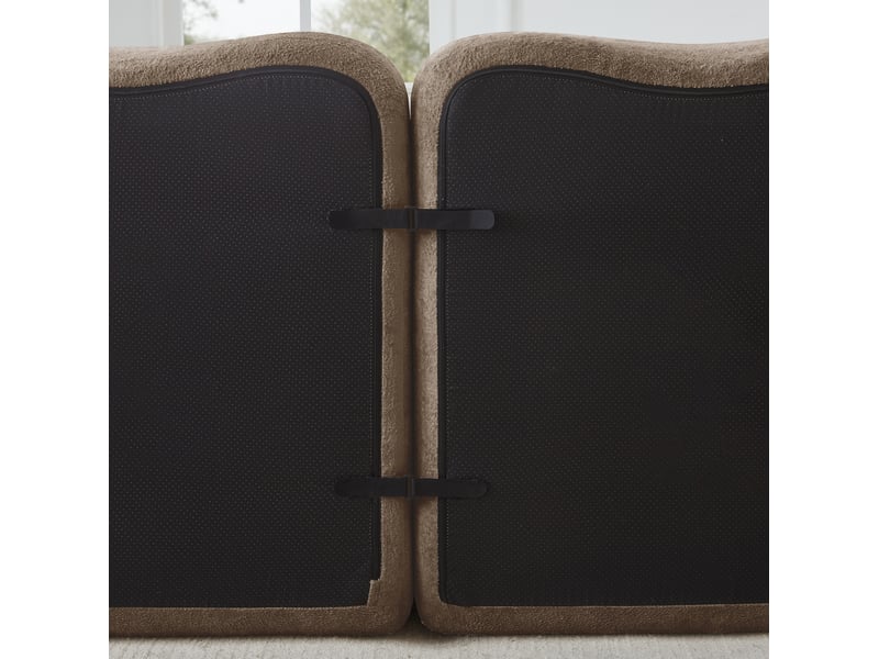 Canapé modulable 4 places 384x167x70 cm, dossier ondulé, mousse 32d, 1 pouf, velours, marron - Conforama E