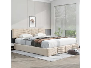 Lit coffre 180x200 cm <strong></strong> <strong></strong> coloris beige