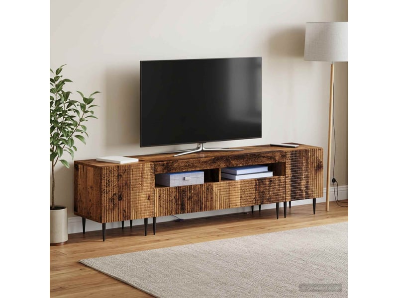 Ensemble de 3 meubles tv led bois ancien bois d'ingénierie shl48575 - Conforama C