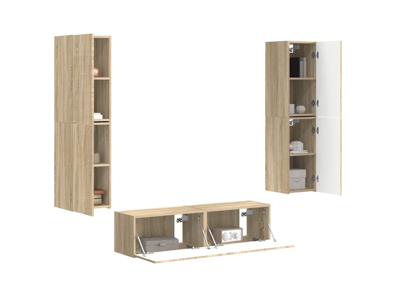  Ensemble meuble tv - banc tv - meuble de rangement 6 pcs chêne sonoma bois d'ingénierie  - Conforama C