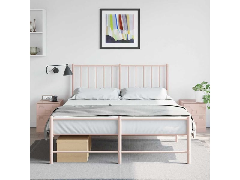 Vidaxl tables de chevet rose en acier lot de 2 tables de nuit 34,5x39x44 cm chambre à coucher  - Conforama B