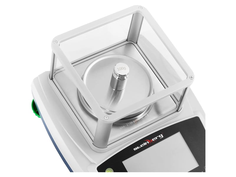  Balance de précision 300 g 0,001 g ø 98 mm écran lcd tactile chambre de protection abs acier inoxydable verre acier galvanisé argenté blanc 14_0008330  - Conforama C
