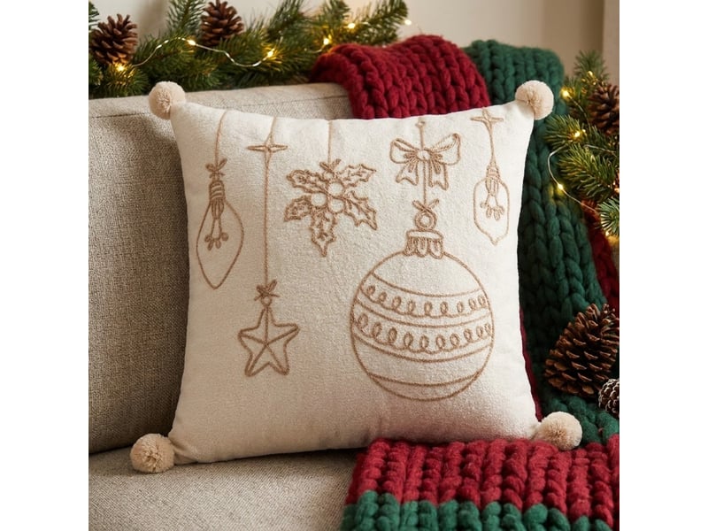 Coussin décoratif brodé déhoussable sylwen - blanc - Conforama B