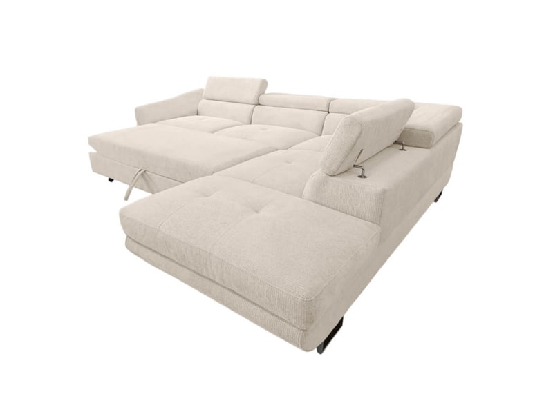 Canapé d'angle cassiope convertible avec coffre en tissu - beige - angle droit CASSIOPE - Conforama E