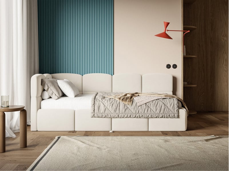 Selsey cloudy - lit rembourré - 170x185 cm - velours crème - côté gauche Cloudy - Conforama B
