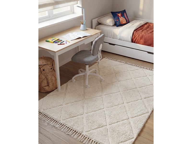 Tapis enfant xeldem beige clair 140 x 200 cm coton - Conforama B