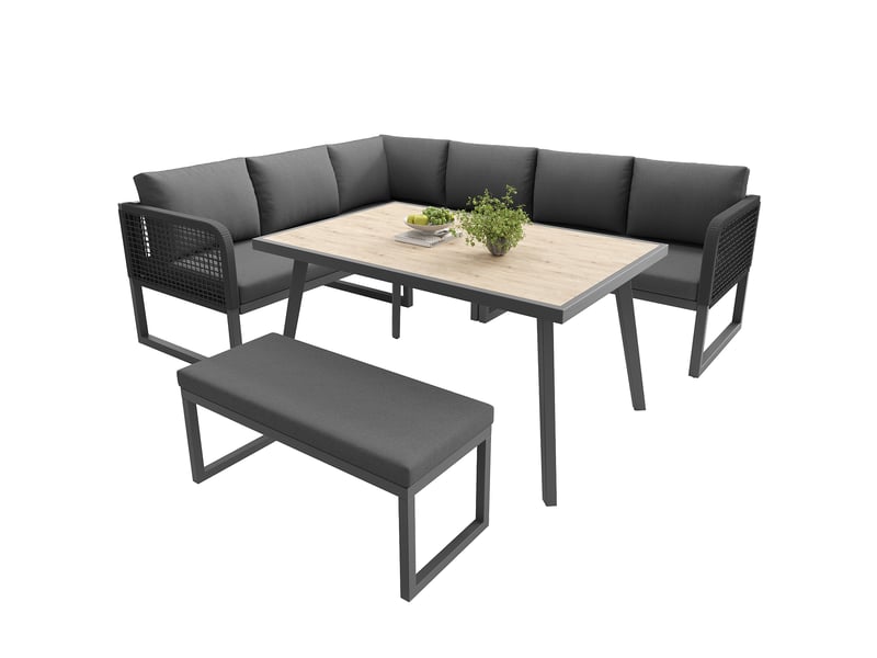  Salon de jardin modulable,6-8 places avec table,rotin pe,gris  - Conforama A