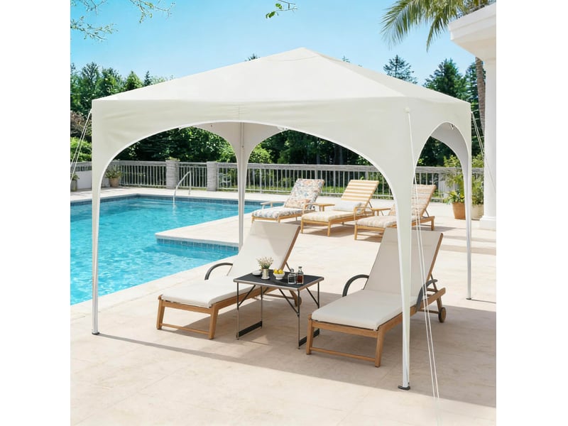  Tonnelle pliante 300x300x260 cm hauteur réglable métal beige  - Conforama B