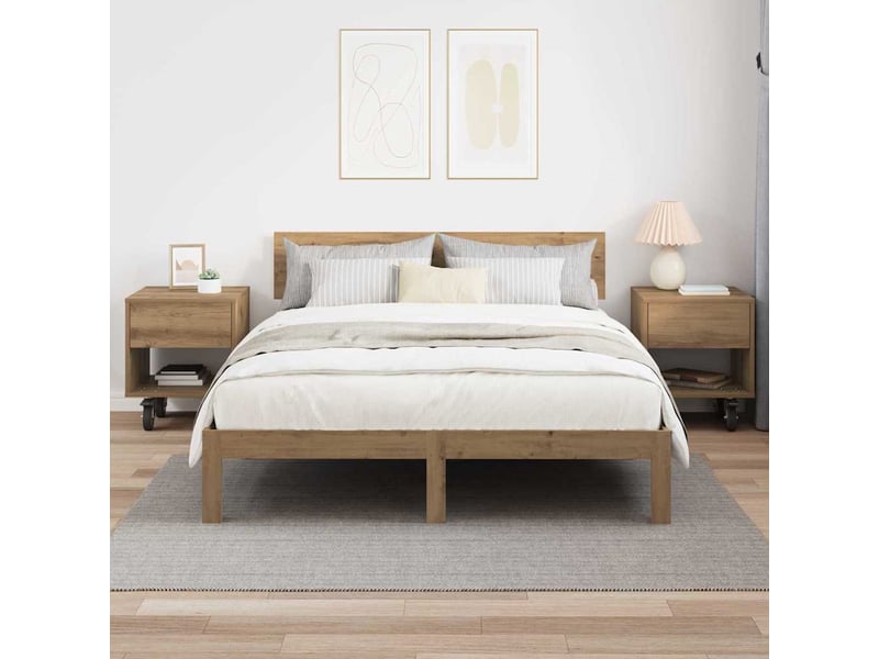 Table de chevet 2 pièces chêne artisanal 40,5 x 40 x 48 cm - Conforama D