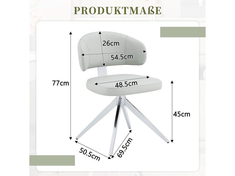  Chaise design moderne piètement en métal rembourrage confortable pivotante à 360°  - Conforama C