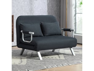 Canapé convertible 2 places avec dossier réglable 5 positions et coussins en tissu effet velours noir