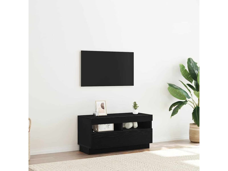 Meuble tv - banc tv - meuble de rangement 80 x 35 x 40 cm chêne noir bois d'ingénierie - Conforama B