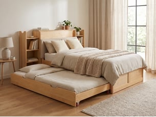 Lit gigogne 90x200 cm <strong>LEYTN</strong>  <strong></strong> coloris naturel