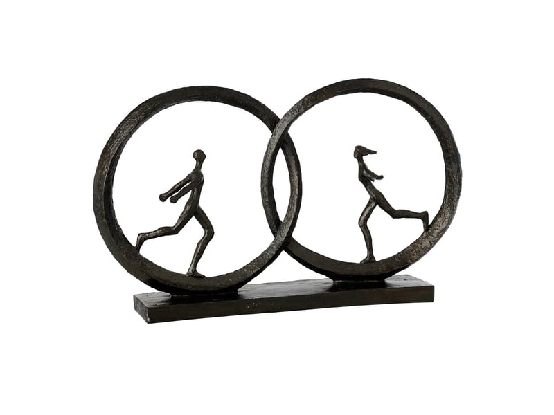  Statuette couple anneau ulric 49cm noir  - Conforama A