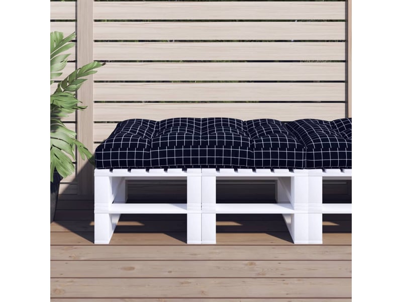  Coussin de palette, coussin de chaise, coussin de canapé motif à carreaux noir 120x80x12 cm tissu cf55367  - Conforama B