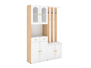 Portemanteau avec banc et rangement 120 x 180 cm en mdf blanc