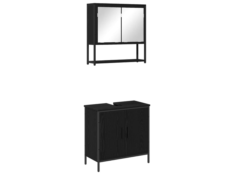  Ensemble de mobilier de salle de bain 2 pc noir 60 x 30 x 60 cm cf64182  - Conforama A