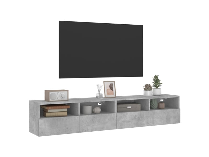  Meubles tv - banc tv - meuble de rangement muraux 2 pcs gris béton 80x30x30cm bois d'ingénierie  - Conforama E