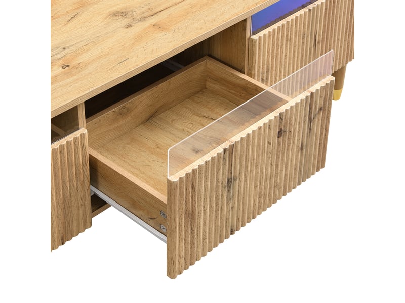  Meuble tv moderne 178 cm - effet bois, 4 tiroirs, grand rangement, design minimaliste conforama  - Conforama D