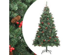 Sapin de noël, arbre de noël artificiel avec pommes de pin et baies 240 cm cf61266