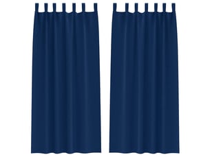 Lot de 2 rideaux occultants, rideaux black-out avec anneaux bleu foncé 245 x 140 cm cf44603