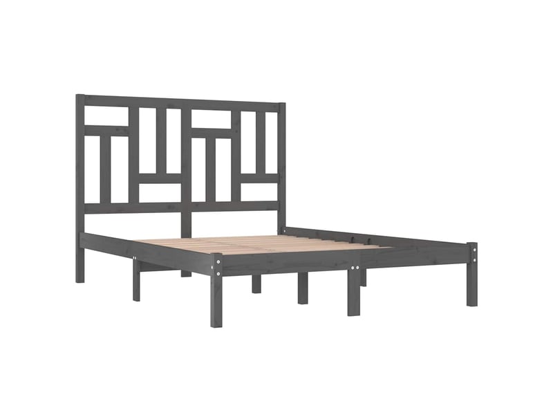  Lit double- lit adulte -  cadre de lit sans matelas gris 200x200 cm bois massif de pin  - Conforama C