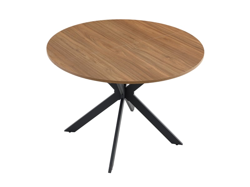  Table à manger extensible moderne, mdf effet noyer, structure métal, piètement tripode stable  - Conforama A