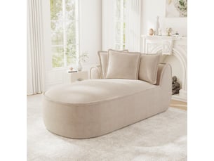 Canapé méridienne gauche en chenille taupe clair 164x92x67 cm avec assise profonde et sans montage